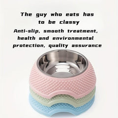 Non Slip Heart Shaped Dog Bowl - Stainless Steel Pet Feeding Basin