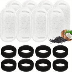 8 Pet Water Fountain Filters w/ Sponges for Stainless Steel Cat Fountains