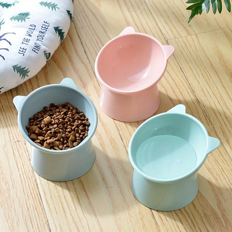 Elevated Cat Bowl Raised Tilted Cat Feeder Bowl Neck Protection Plastic