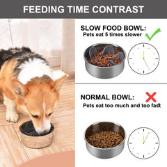 Silicone Slow Feeder Dog Bowl Insert with Suction Cups - Cuttable Design