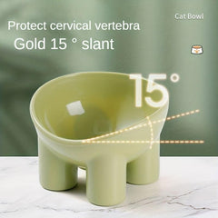 1pc Plastic Cat Bowl For Food And Water Tilted Cat Feeder Bowl