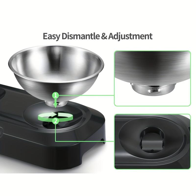 Raised Tilted Cat Double Bowls Stainless Steel Feeder with Stand