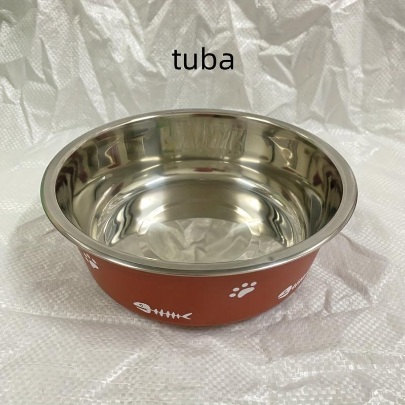 Double Layer Dog Feeder Bowl Stainless Steel Basin Non-Slip Bottom