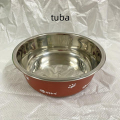 Double Layer Dog Feeder Bowl Stainless Steel Basin Non-Slip Bottom
