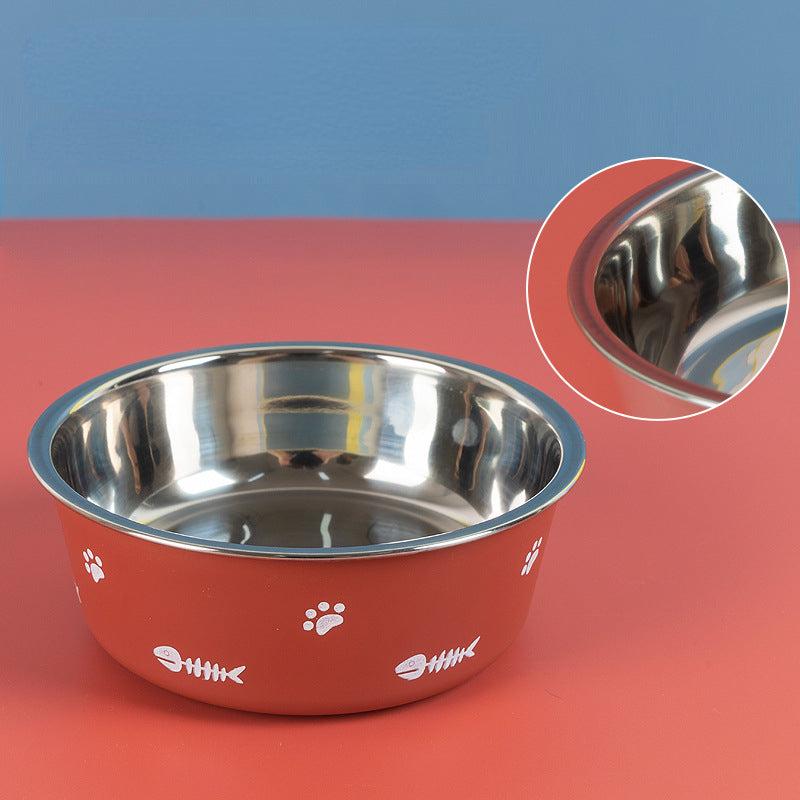 Double Layer Dog Feeder Bowl Stainless Steel Basin Non-Slip Bottom