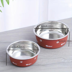 Double Layer Dog Feeder Bowl Stainless Steel Basin Non-Slip Bottom