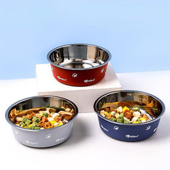 Double Layer Dog Feeder Bowl Stainless Steel Basin Non-Slip Bottom