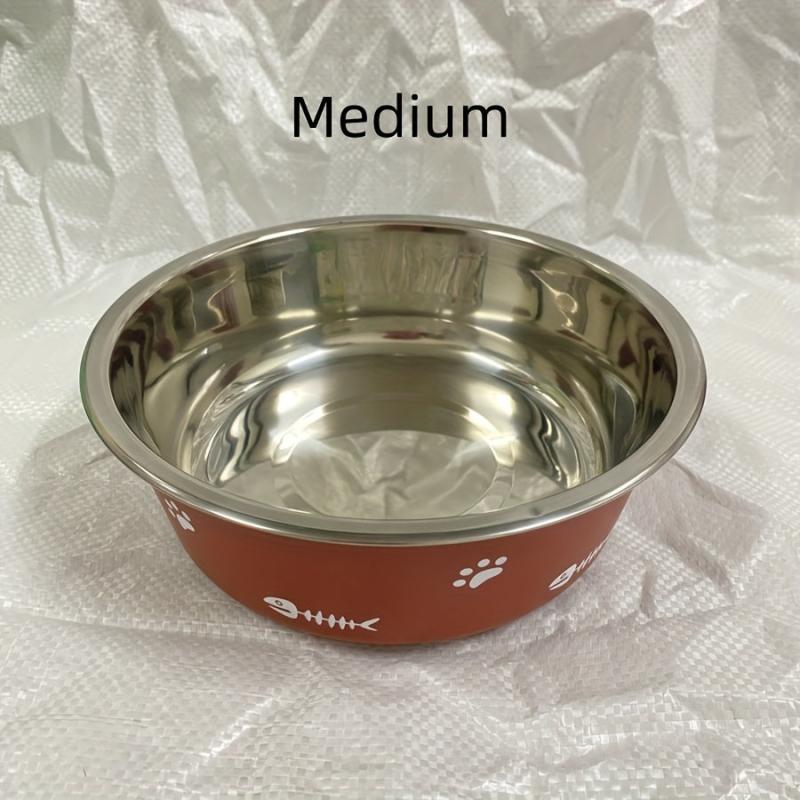 Double Layer Dog Feeder Bowl Stainless Steel Basin Non-Slip Bottom