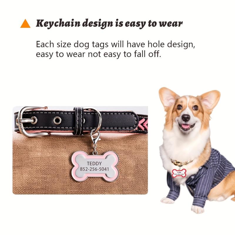 Personalized Dog Tags Engraved Pet Name and Phone Custom Bone Shape