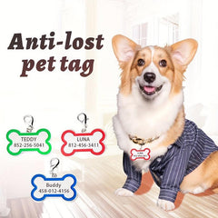 Personalized Dog Tags Engraved Pet Name and Phone Custom Bone Shape