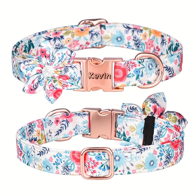 Rhinestone Dog Collar With Flower for Small Medium Large Dogs