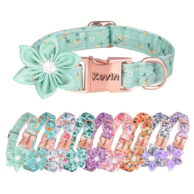 Rhinestone Dog Collar With Flower for Small Medium Large Dogs