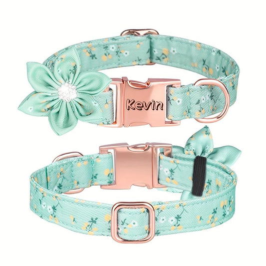 Rhinestone Dog Collar With Flower for Small Medium Large Dogs