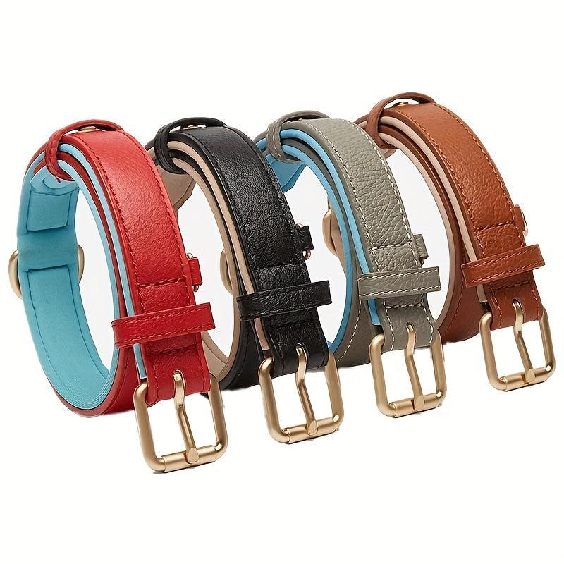Personalized Soft Leather Dog Collar with Nameplate