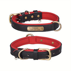 Custom Leather Dog Collar with Engraved Name Plate for Small and Medium Dogs
