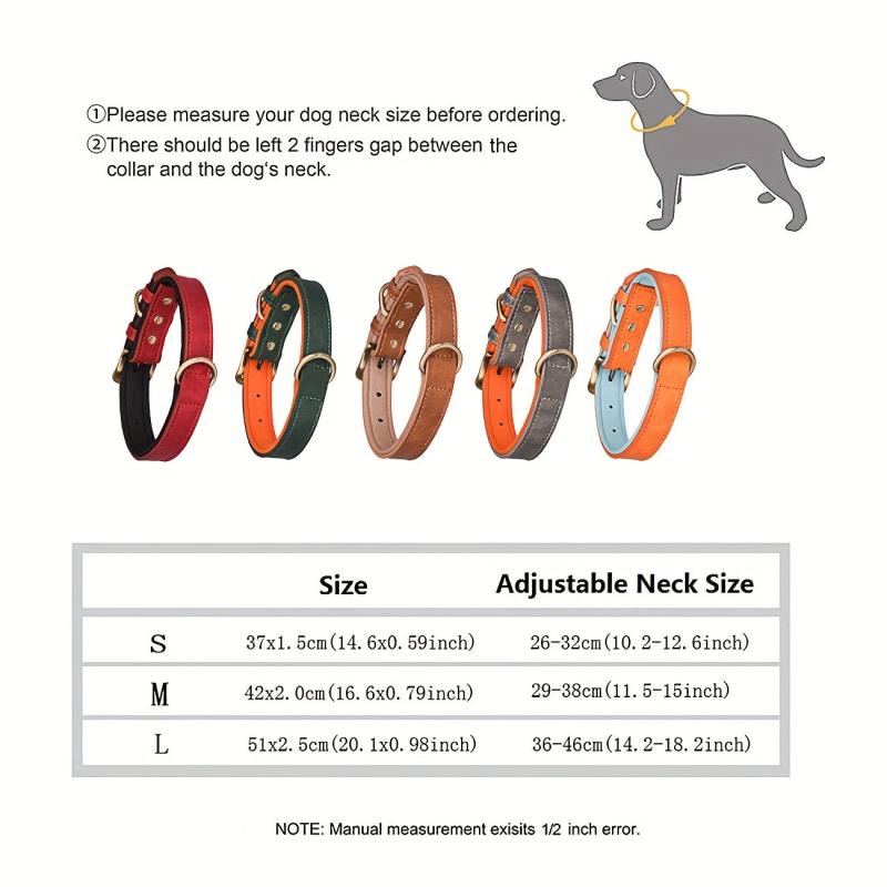 Custom Leather Dog Collar with Engraved Name Plate for Small and Medium Dogs