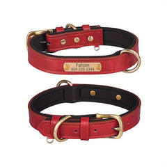 Custom Leather Dog Collar with Engraved Name Plate for Small and Medium Dogs