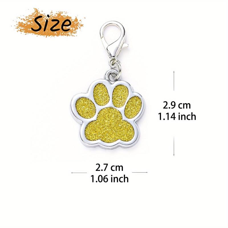 Glitter Paw Print Dog ID Tag Custom Engraved