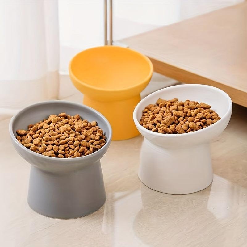 1pc Ceramic Inclined Cat Food Bowl Water Bowl Neck Protection