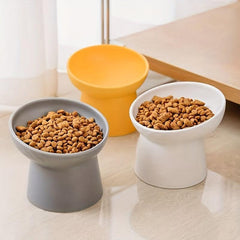 1pc Ceramic Inclined Cat Food Bowl Water Bowl Neck Protection