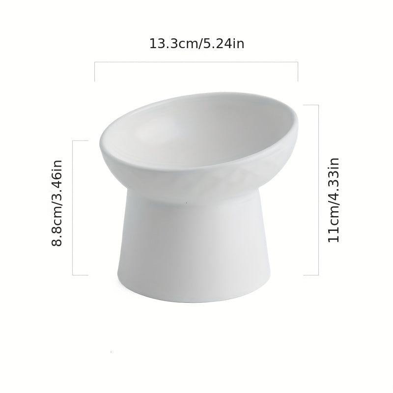 1pc Ceramic Inclined Cat Food Bowl Water Bowl Neck Protection