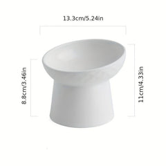 1pc Ceramic Inclined Cat Food Bowl Water Bowl Neck Protection