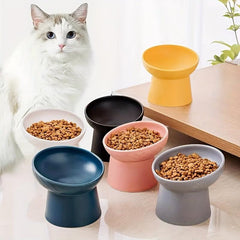 1pc Ceramic Inclined Cat Food Bowl Water Bowl Neck Protection