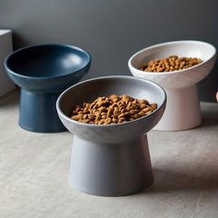 1pc Ceramic Inclined Cat Food Bowl Water Bowl Neck Protection