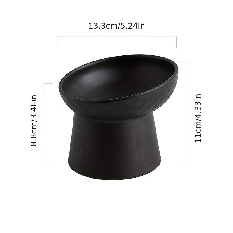 1pc Ceramic Inclined Cat Food Bowl Water Bowl Neck Protection