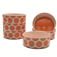 Cartoon Pattern Cat Bowl Plastic Cat Food Utensils With Non slip Bottom