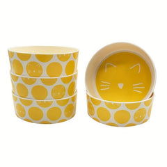 Cartoon Pattern Cat Bowl Plastic Cat Food Utensils With Non slip Bottom