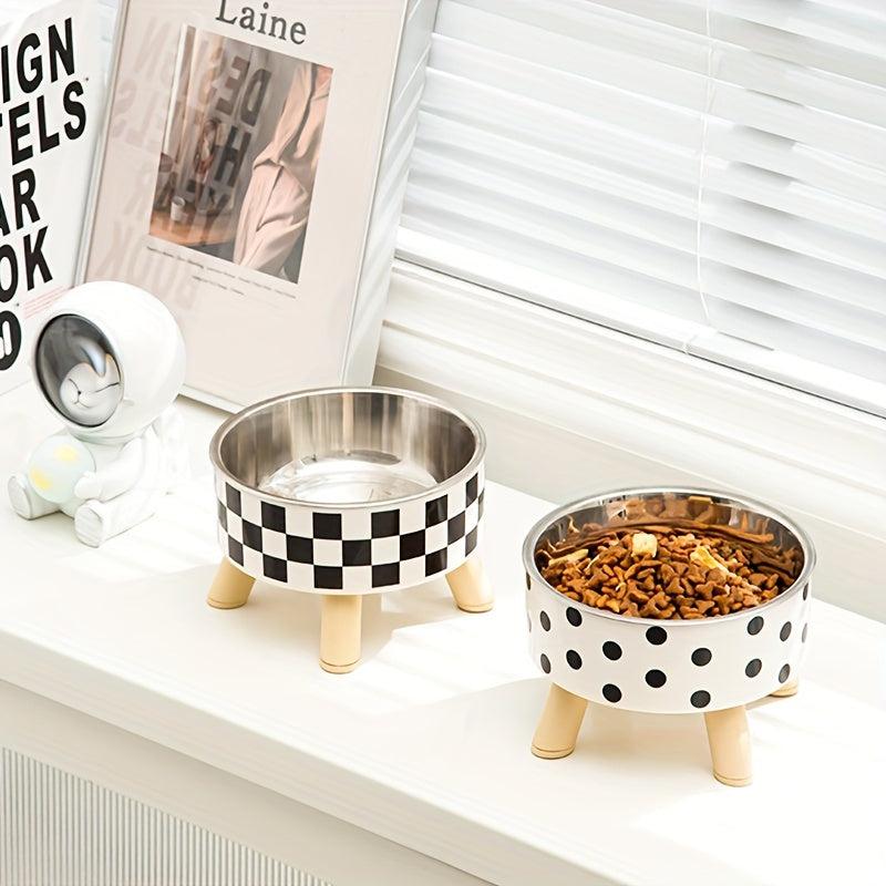 Elevated Cat Feeder Anti-Choking Bowl with Wooden Stand