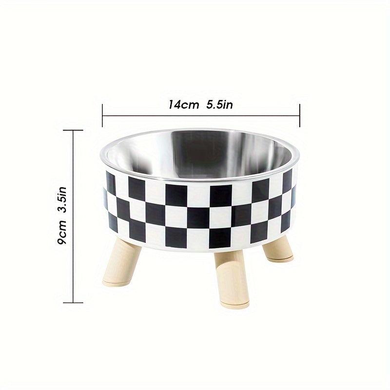 Elevated Cat Feeder Anti-Choking Bowl with Wooden Stand