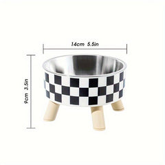 Elevated Cat Feeder Anti-Choking Bowl with Wooden Stand
