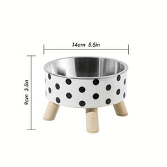 Elevated Cat Feeder Anti-Choking Bowl with Wooden Stand