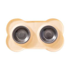 Pet Feeding Mat with 2 Stainless Steel Bowls Silicone Non Stick