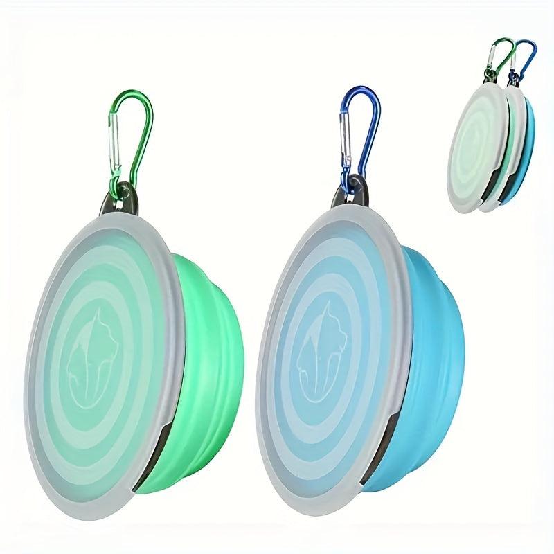 Collapsible Dog Bowls with Cover Lids - Silicone Travel Bowl with Carabiner