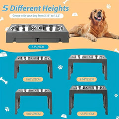 Adjustable Elevated Dog Bowls with 2 Stainless Steel Bowls