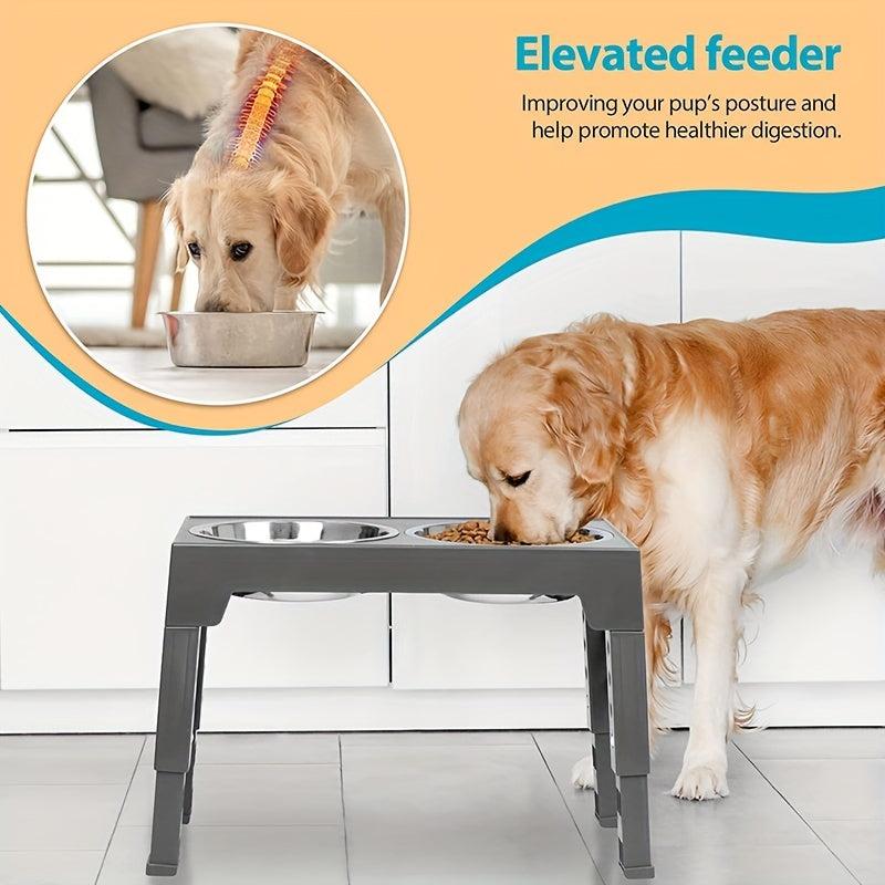 Adjustable Elevated Dog Bowls with 2 Stainless Steel Bowls