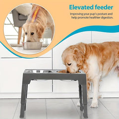 Adjustable Elevated Dog Bowls with 2 Stainless Steel Bowls