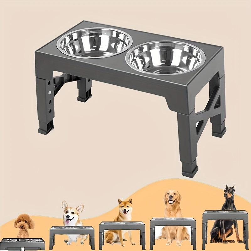 Adjustable Elevated Dog Bowls with 2 Stainless Steel Bowls