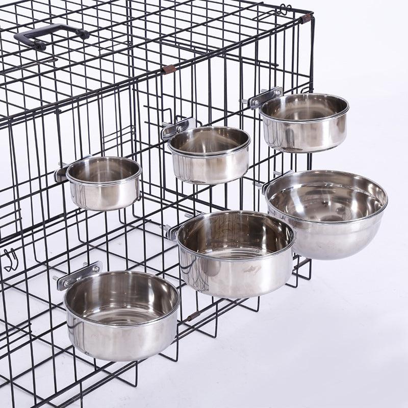 Stainless Steel Dog Food Bowl Water Bowl Detachable Cage Feeder