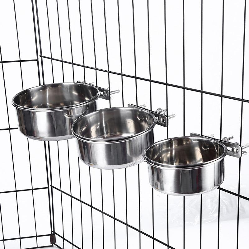 Stainless Steel Dog Food Bowl Water Bowl Detachable Cage Feeder