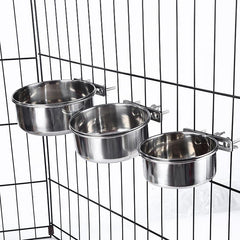 Stainless Steel Dog Food Bowl Water Bowl Detachable Cage Feeder