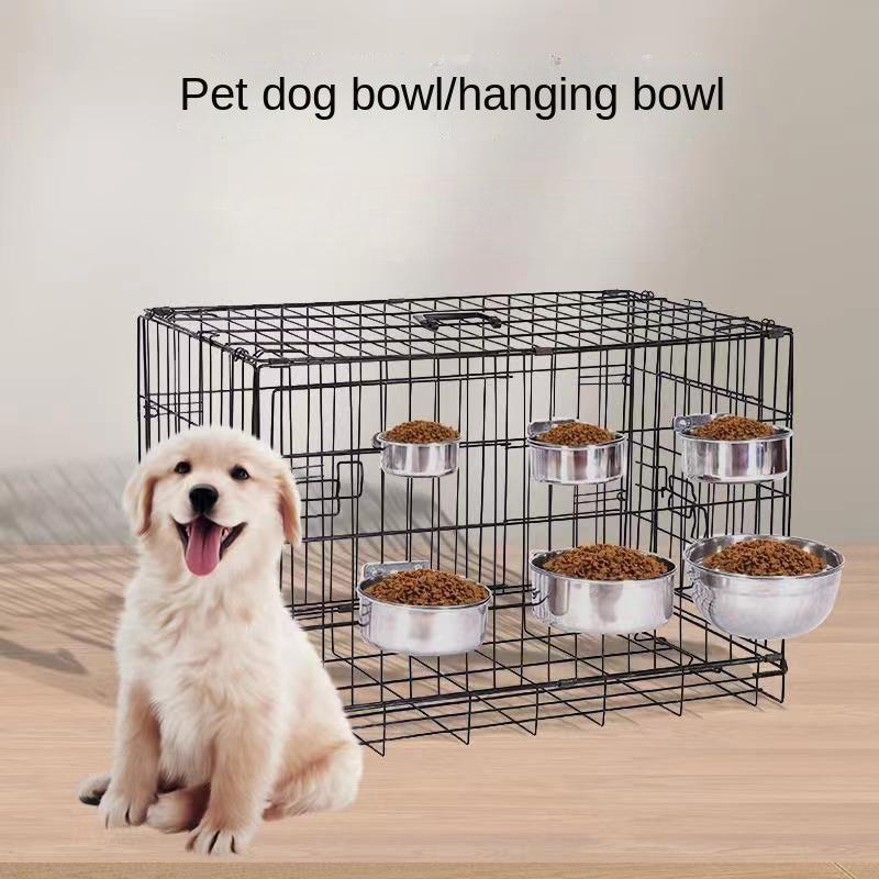 Stainless Steel Dog Food Bowl Water Bowl Detachable Cage Feeder
