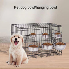 Stainless Steel Dog Food Bowl Water Bowl Detachable Cage Feeder