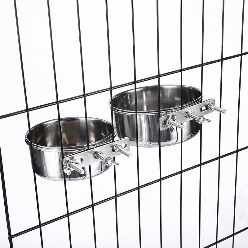 Stainless Steel Dog Food Bowl Water Bowl Detachable Cage Feeder
