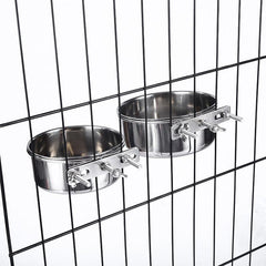 Stainless Steel Dog Food Bowl Water Bowl Detachable Cage Feeder