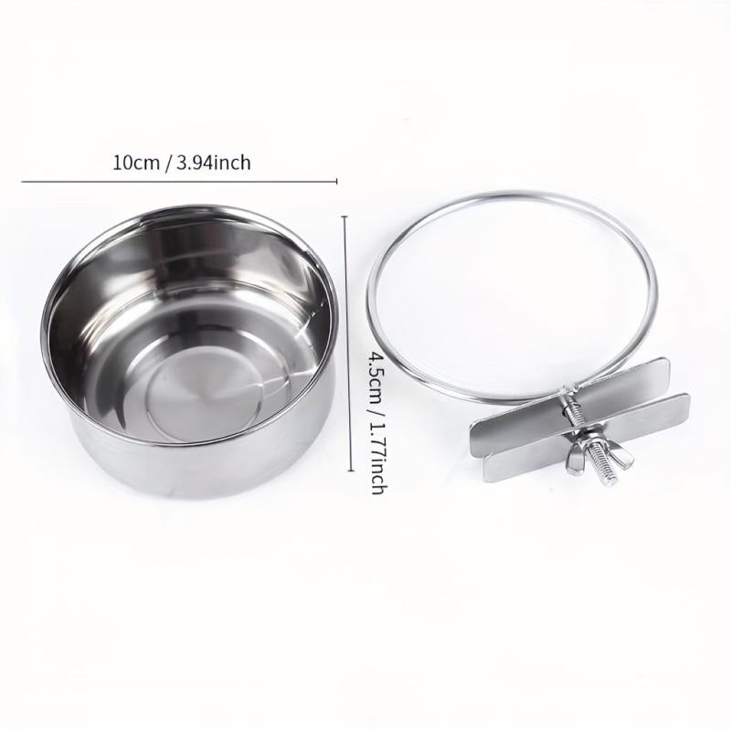 Stainless Steel Dog Food Bowl Water Bowl Detachable Cage Feeder