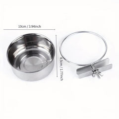 Stainless Steel Dog Food Bowl Water Bowl Detachable Cage Feeder